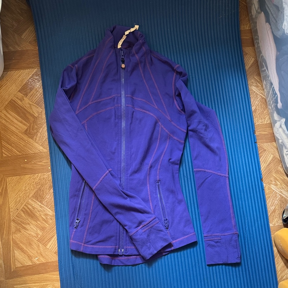 lululemon athletica Purple Zip-Up Athletic Jacket with Pink Stitching